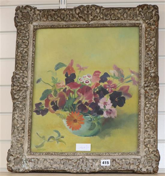 G.D. Watton, oil on board, Still life of flowers in a vase, signed, 45 x 37cm